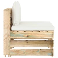 Middenbank sectioneel met kussens groen ge&iuml;mpregneerd hout 3