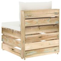 Middenbank sectioneel met kussens groen ge&iuml;mpregneerd hout 4