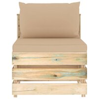 Middenbank sectioneel met kussens groen ge&iuml;mpregneerd hout 2