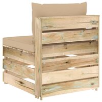 Middenbank sectioneel met kussens groen ge&iuml;mpregneerd hout 4