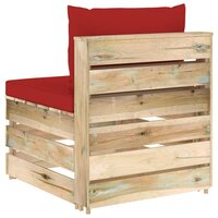 Middenbank sectioneel met kussens groen ge&iuml;mpregneerd hout 4