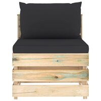 Middenbank sectioneel met kussens groen ge&iuml;mpregneerd hout 2