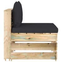 Middenbank sectioneel met kussens groen ge&iuml;mpregneerd hout 3