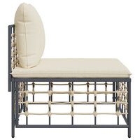 Tuinmiddenbank met beige kussens poly rattan 4