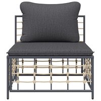 Tuinmiddenbank met donkergrijze kussens poly rattan 3