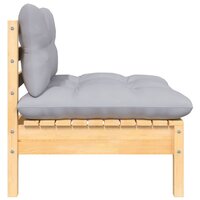 Tuinmiddenbank met grijze kussens massief grenenhout 3