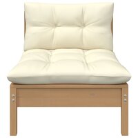 Tuinmiddenbank met kussens massief grenenhout honingbruin 2