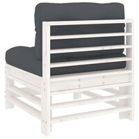 Middenbank met kussens massief grenenhout wit 5