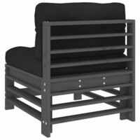 Middenbank met kussens massief grenenhout grijs 5