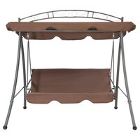 Schommelbank voor buiten met luifel converteerbaar koffiekleur 2