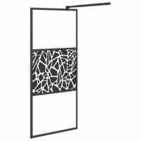Inloopdouchewand met stenenmotief 80x195 cm ESG-glas zwart 4