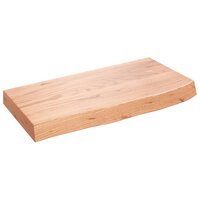 Wastafelblad 60x30x(2-6) cm behandeld massief hout lichtbruin 2