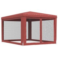 Partytent met 4 mesh zijwanden 3x4 m HDPE rood 5