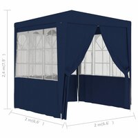 Partytent met zijwanden professioneel 90 g/m&sup2; 2x2 m blauw 8