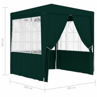 Partytent met zijwanden professioneel 90 g/m&sup2; 2x2 m groen 8