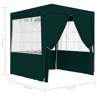 Partytent met zijwanden professioneel 90 g/m&sup2; 2,5x2,5 m groen 8