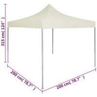 Partytent professioneel inklapbaar 2x2 m staal cr&egrave;me 9