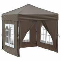Partytent inklapbaar met zijwanden 2x2 m taupe 2