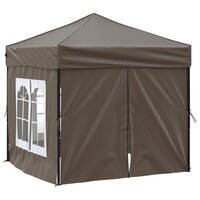 Partytent inklapbaar met zijwanden 2x2 m taupe 3