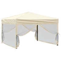 Partytent inklapbaar met zijwanden 3x3 m cr&egrave;mekleurig 3