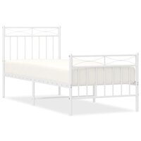 Bedframe met hoofd- en voeteneinde metaal wit 75x190 cm 2