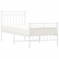 Bedframe met hoofd- en voeteneinde metaal wit 75x190 cm 3