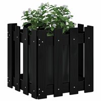 Plantenbak met hekontwerp 40x40x40 cm massief grenenhout zwart 3