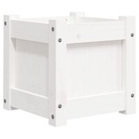 Plantenbak 31x31x31 cm massief grenenhout wit 2