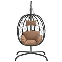 Hangstoel met kussen poly rattan en staal taupe 3