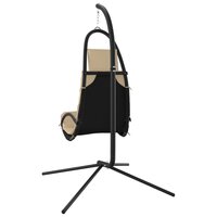 Schommelstoel met kussen Oxford-stof en staal cr&egrave;mekleurig 5