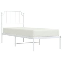 Bedframe met hoofdbord zonder matras metaal wit 75x190 cm 3