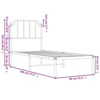Bedframe met hoofdbord zonder matras metaal wit 75x190 cm 9