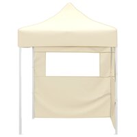 Partytent met 2 zijwanden inklapbaar 2x2 m staal cr&egrave;me 2