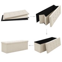 Opbergbank inklapbaar kunstlinnen cr&egrave;mewit 5