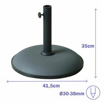 Marbueno Parasol Rond Beton 41,5x35 cm 15KG Grijs Tuin, Zwembad en Terras 10446 2