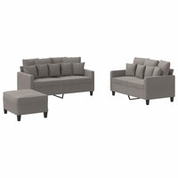 3-delige Loungeset met kussens stof taupe 2