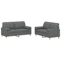 2-delige Loungeset met kussens stof donkergrijs 2