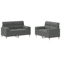 2-delige Loungeset met kussens stof donkergrijs 2