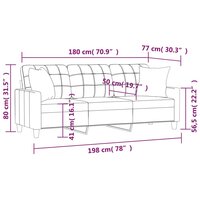 Driezitsbank met sierkussens 180 cm kunstleer cr&egrave;mekleurig 8