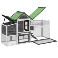 Kippenhok 186,5x58,5x113 cm massief grenenhout grijs 5