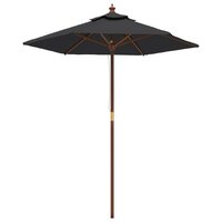 Parasol met houten paal 196x231 cm zwart 2