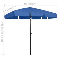 Strandparasol 200x125 cm azuurblauw 8