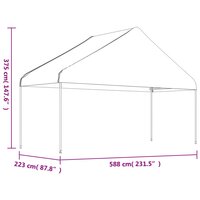 Prieel met dak 4,46x5,88x3,75 m polyetheen wit 6