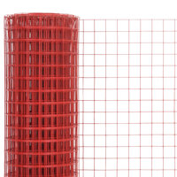 Kippengaas 10x1,5 m staal met PVC coating rood 3