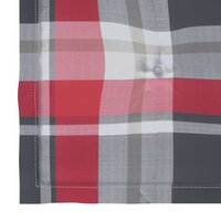 Schommelstoel met rood geruit kussen massief teakhout 8