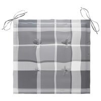 Schommelstoel met grijs geruit kussen massief teakhout 6