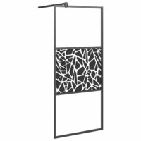 Inloopdouchewand met stenenmotief 90x195 cm ESG-glas zwart 2