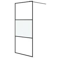 Inloopdouchewand 90x195 cm halfmat ESG-glas zwart 2