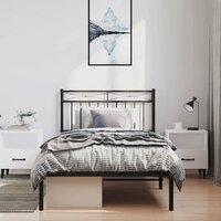 Bedframe met hoofdbord metaal zwart 100x190 cm 3