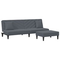 2-delige Loungeset met kussens fluweel donkergrijs 2
